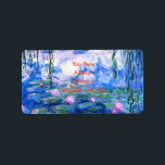 Etiket zwart-wit<br><div class="desc">Monet roze adresetiketten met prachtige roze waterlelies die zweven in een kalm blauw vijver met lendenpootjes. Een geweldige cadeau van Monet voor fans van het impressionisme en de Franse kunst. Serene natuur impressionisme met mooie bloemen en schilderachtig vijver landschap.</div>