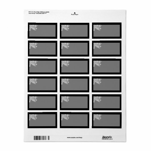 Etiket zwart-wit Floral (Full Sheet)