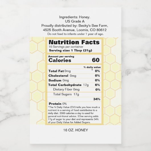 Etiketset voor honingproducten voedselcontainer etiket (Enkel label)