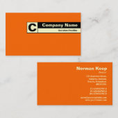 Etiketteerd monogram rand - Oranje FF6600 Visitekaartje (Voorkant / Achterkant)
