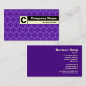Etiketteerde randmonogram - Paars geometrisch patr Visitekaartje (Voorkant / Achterkant)