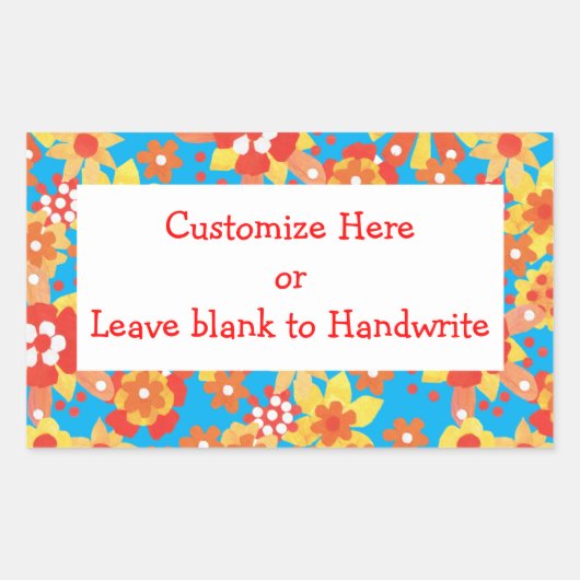 Etiketten aan te passen, Ditsy Oranje bloemenpatro (Voorkant)