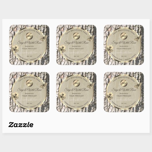 Etiketten beige boomschors Gold Lijst Voeg Logo to (Vel)