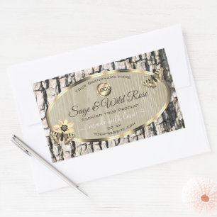 Etiketten beige boomschors Gold Lijst Voeg Logo to