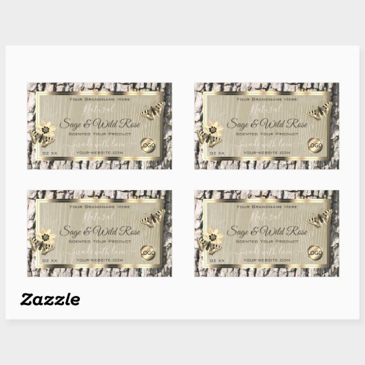 Etiketten beige boomschors Gold Lijst Voeg Logo to (Vel)