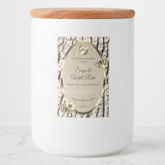 Etiketten beige boomschors Gold Lijst Voeg Logo to (Voorkant)