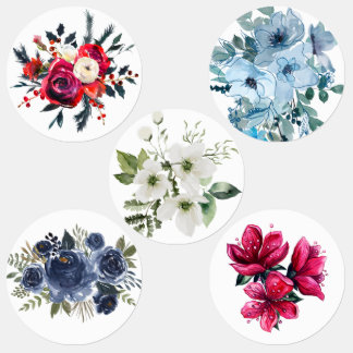 Etiketten - heldere waterverf bloemen labels