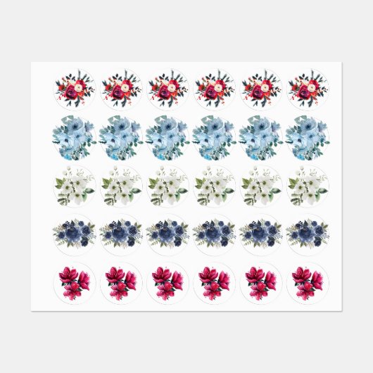 Etiketten - heldere waterverf bloemen labels (Vel)