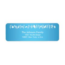 Etiketten met aangepast blauw kerstretouradres