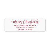 Etiketten met aangepast rood kerstretouradres (Voorkant)