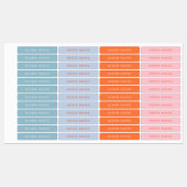 Etiketten met blauwe, Oranje en roze benaming Labels (Vel)