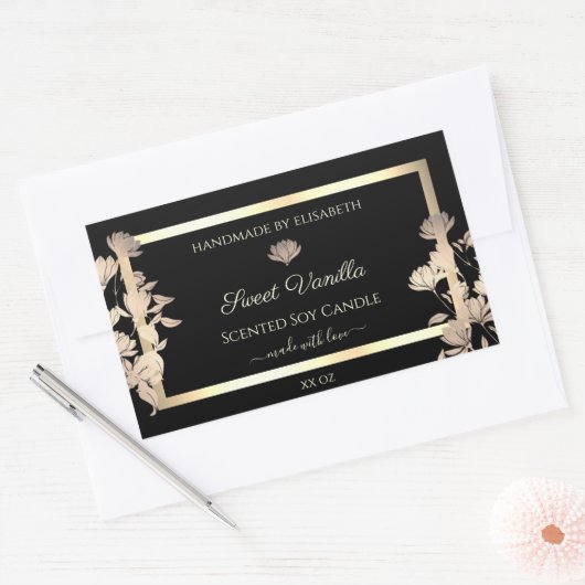  etiketten met flessenverpakkingen, zwart goud (Envelop)