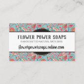 etiketten met handgemaakte zeepbadjes op floraal visitekaartje (Voorkant)