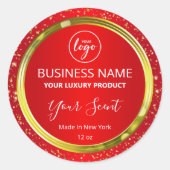 Etiketten met kerstrood en goudkleuren (Voorkant)