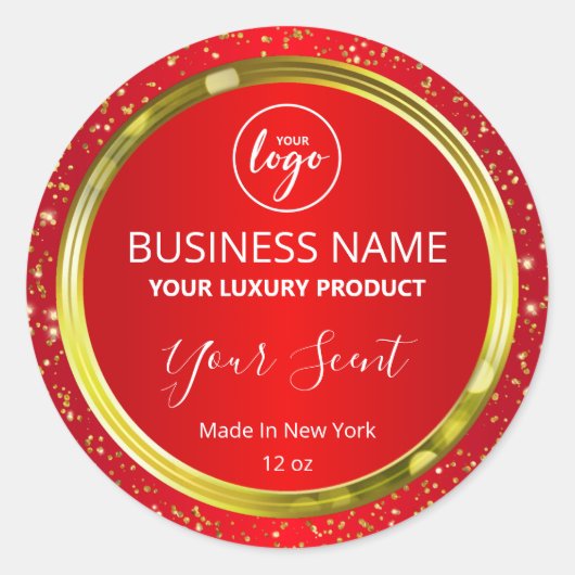 Etiketten met kerstrood en goudkleuren (Voorkant)