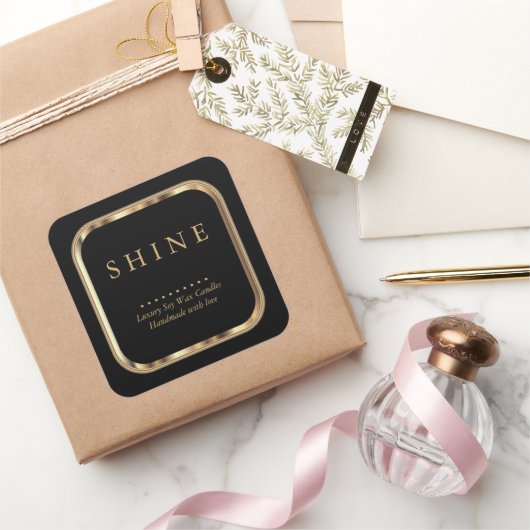 Etiketten met metaal en zwart, vierkant (Geschenken)