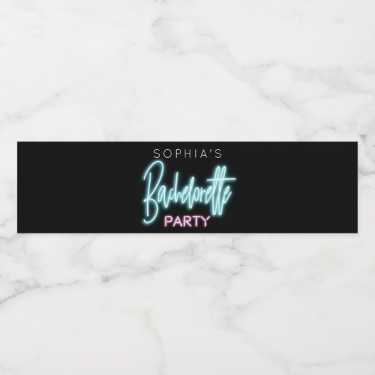 Etiketten met Neon Bachelorette Water Fles (Enkel label)