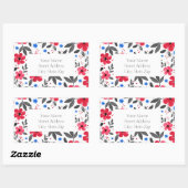 Etiketten met rode, blauwe, grijze Waterverf bloem (Vel)