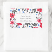 Etiketten met rode, blauwe, grijze Waterverf bloem (Tas)