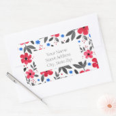 Etiketten met rode, blauwe, grijze Waterverf bloem (Envelop)