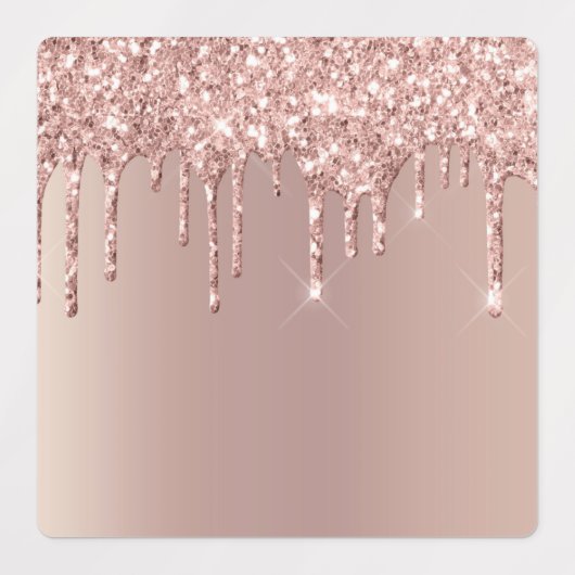 Etiketten met Roos Gold Blush Glitter Sparkle Driv Labels (Design 3)