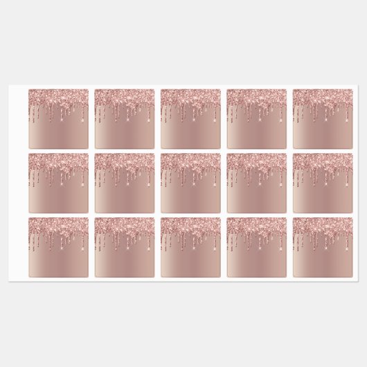 Etiketten met Roos Gold Blush Glitter Sparkle Driv Labels (Vel)
