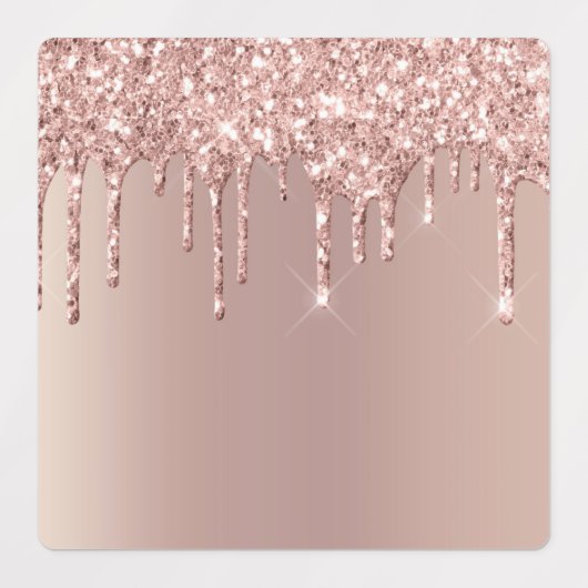 Etiketten met Roos Gold Blush Glitter Sparkle Driv Labels (Design 2)