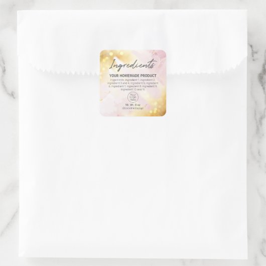  etiketten met roze en goudingrediënten (Tas)