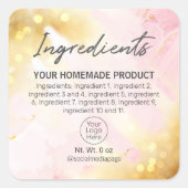  etiketten met roze en goudingrediënten (Voorkant)