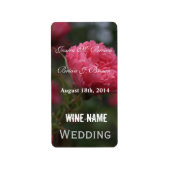 etiketten met roze roze rozenbloemen bruiloft. (Voorkant)