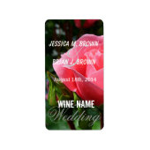 etiketten met roze roze rozenbloemen bruiloft. (Voorkant)