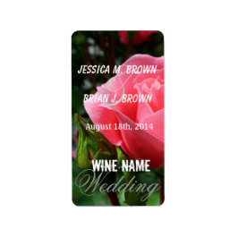 etiketten met roze roze rozenbloemen bruiloft.