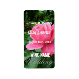 etiketten met roze roze rozenbloemen bruiloft.