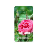 etiketten met roze roze rozenbloemen bruiloft. (Voorkant)