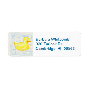 Etiketten met rubberen ducky-retouradres