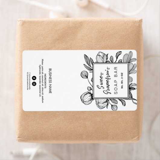 Etiketten met witte zeep met flessen (Insitu)