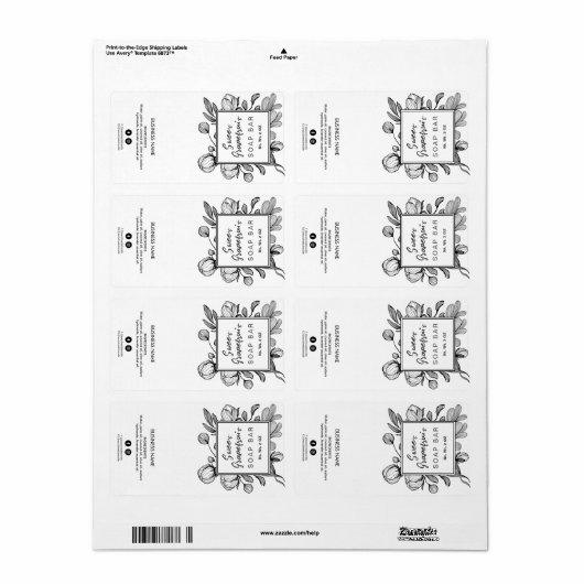 Etiketten met witte zeep met flessen (Full Sheet)