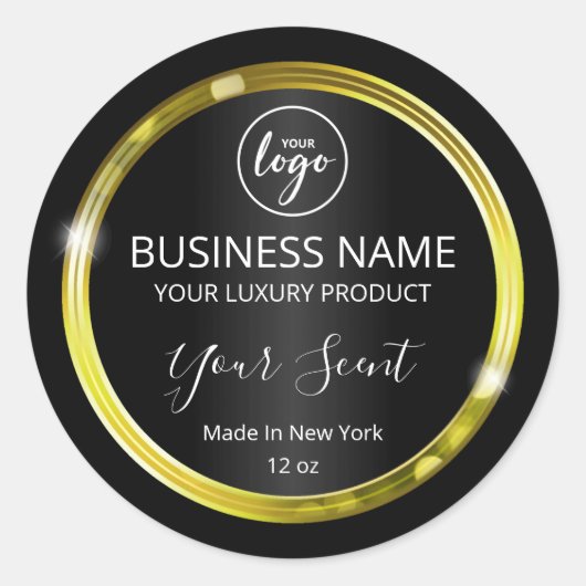 etiketten met zwarte en gouden Logo (Voorkant)