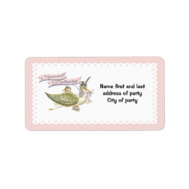 Etiketten ooievaar Baby shower