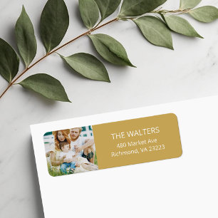 Etiketten op aangepast fotoretouradres