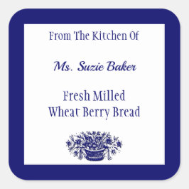 Etiketten op Aangepaste blauwe  bloemen