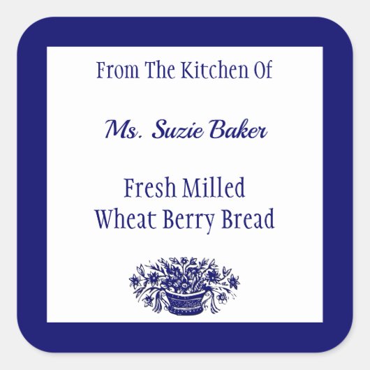 Etiketten op Aangepaste blauwe  bloemen (Voorkant)