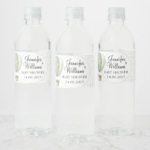 Etiketten op baby showers flesjes met groene hetel