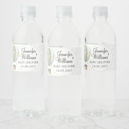 Etiketten op baby showers flesjes met groene hetel