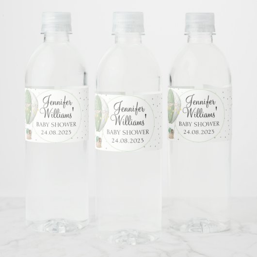 Etiketten op baby showers flesjes met groene hetel (Flessen)