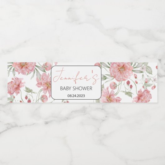 Etiketten op baby showers flesjes met roze flesje (Enkel label)