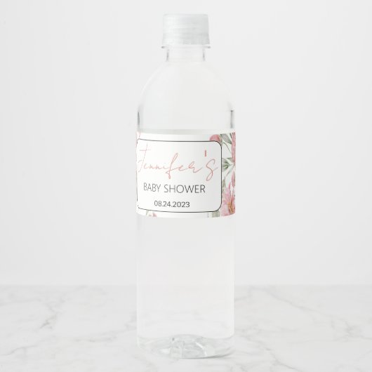 Etiketten op baby showers flesjes met roze flesje (Voorkant)