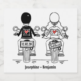 Etiketten op fietsfietsen met gevechtsflesjes