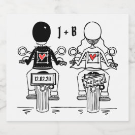 Etiketten op fietsfietsen met gevechtsflesjes