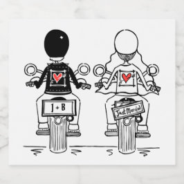 Etiketten op fietsfietsen met gevechtsflesjes